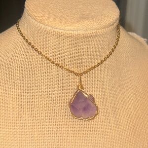 Cluster Elestial amethyst crystal necklace